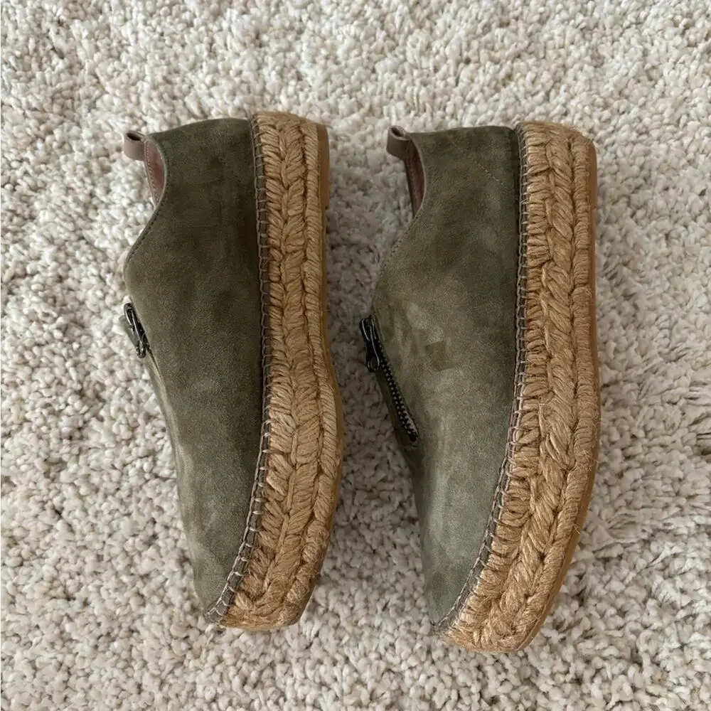 Eric Michael Serena Olive Green Suede Platform Espadrille Women’s Size 37